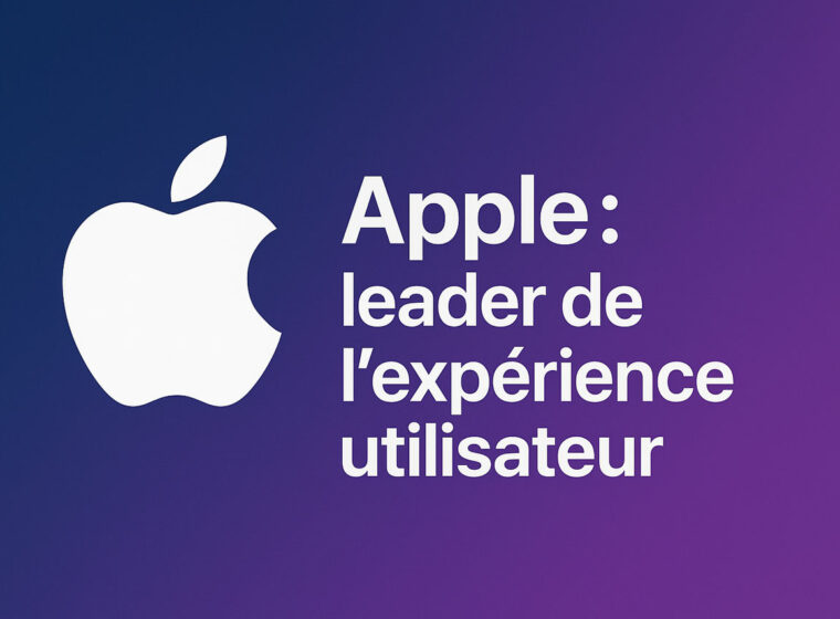 Logo Apple avec le titre « Apple, le leader mondial de l’expérience utilisateur réussie ». Article rédigé par Thomas Dutrieux - UI/UX Designer senior