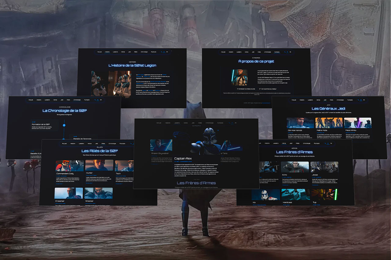 Découvre plusieurs screenshots du site crée sur la 501st Legion par Thomas Dutrieux